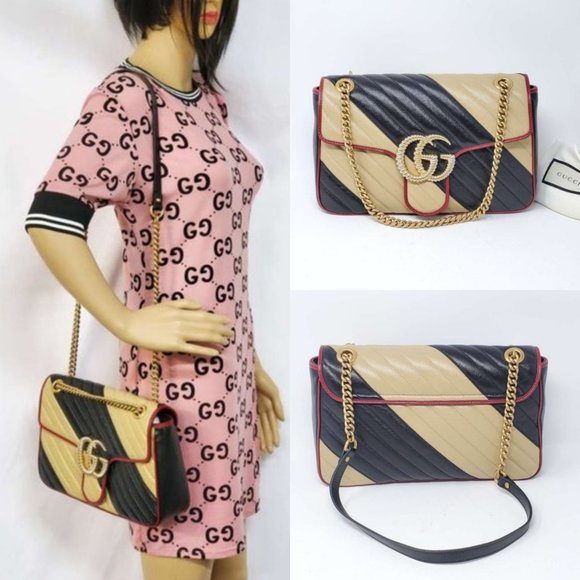 Gucci Handbags - Gucci Medium Bicolor Marmont Crossbody Bag NEW